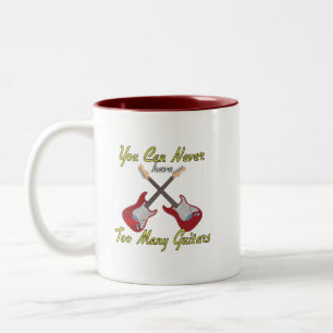 Taza Bicolor Nunca Se Puede Tener Demasiados Guitars - Colorido