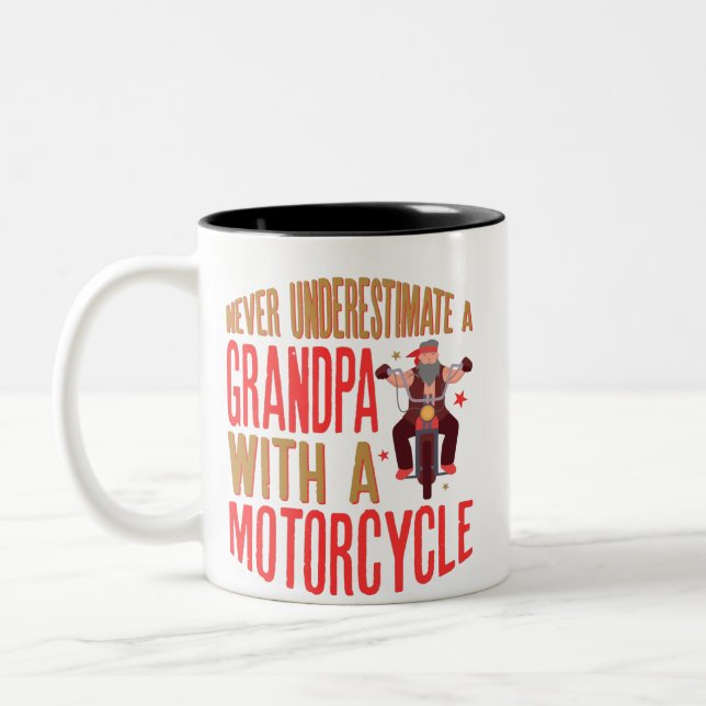Taza Bicolor Nunca subestimes a un abuelo con motocicleta (Izquierda)
