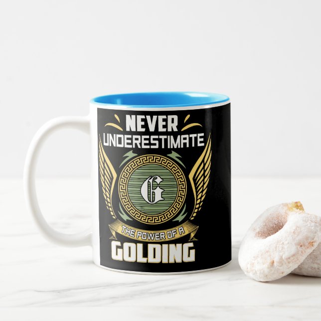 Taza Bicolor Nunca Subestimes El Poder De Un Golding (Con donut)