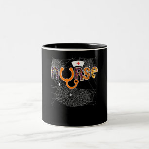 Taza Bicolor Nurse Halloween With Pumpkin Boo Spider Wicth