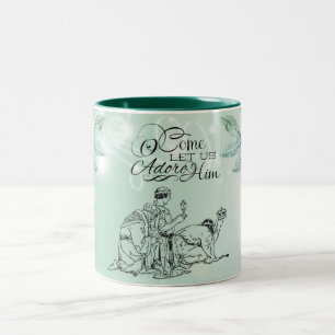 Taza Bicolor O Vengan, Adorémoslo, tres sabios Navidades