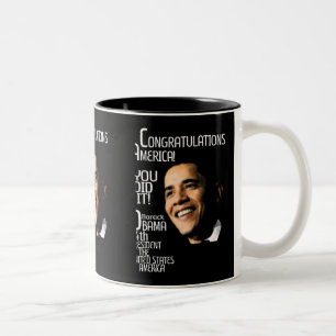 TAZA BICOLOR OBAMA GANA ENHORABUENA