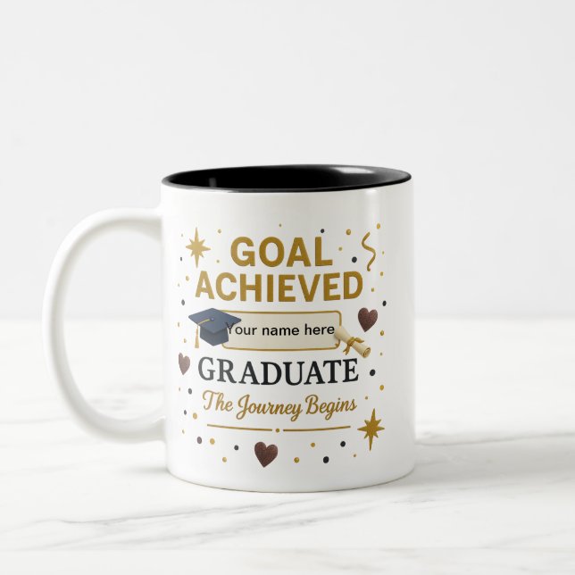 Taza Bicolor Objetivo logrado Graduado Mug (Izquierda)