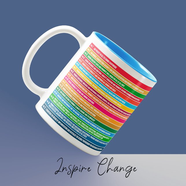 Taza Bicolor Objetivos de sostenibilidad de regalo personalizad (Modern Personalized Gift Sustainability Goals Coffee Mug, Global Goals for Sustainable Development)