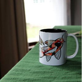 Taza Bicolor Obras de arte de peces de Koi Pond