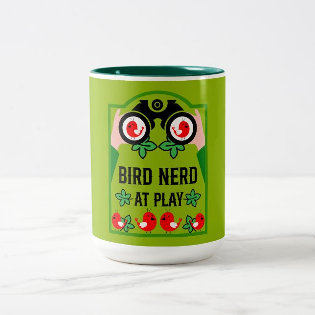 Taza Bicolor Observador de aves único original (Centro)