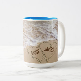 Taza Bicolor Ocean Beach Hearts con nombres