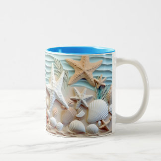 Taza Bicolor Ocean Breeze Seashell Mug
