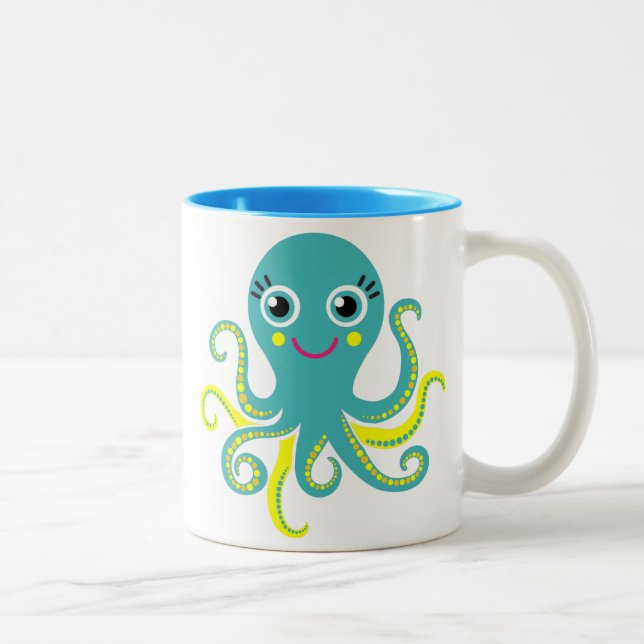 Taza Bicolor Octopus azul y amarillo (Derecha)