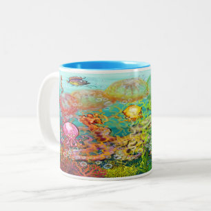 Taza Bicolor Octopus de la nana y niños de aqua bebes de dos to