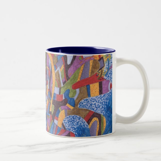 Taza Bicolor Octopus espacial, artística abstracta (Derecha)