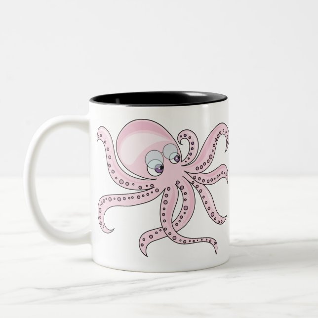 Taza Bicolor Octopus rosa divertido (Izquierda)