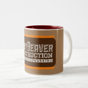 Taza Bicolor Ocupado Beaver Construcción Naranja Blanco Gfx Bro