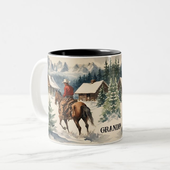 Taza Bicolor Oeste de cowboy personalizado (Anverso izquierdo)