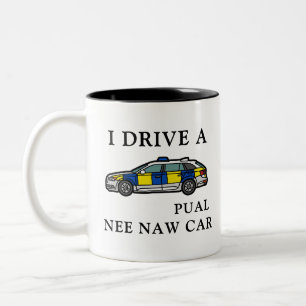 Taza Bicolor Oficial de policía personalizado, manejo un auto s