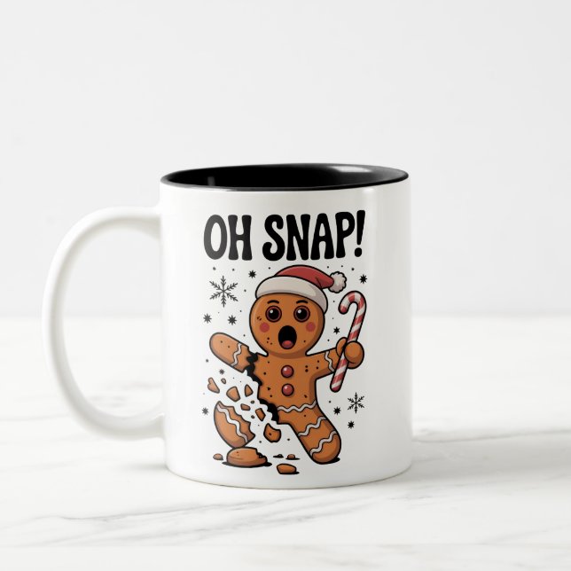Taza Bicolor Oh Snap! Christmas Gingerbread Cookie Santa Hat  (Izquierda)