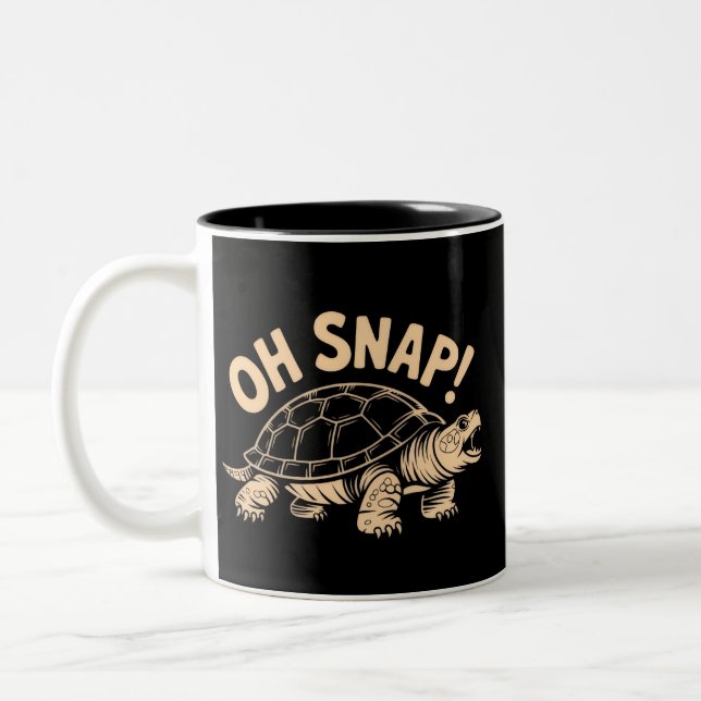 Taza Bicolor Oh Snap Funny Sarcastic Snapping Turtle Joke  (Izquierda)