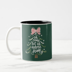 Taza Bicolor Oh Venid Adoremosle Cristiano Navidad Religioso