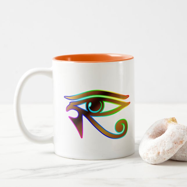 Taza Bicolor Ojo de Horus Meditación Entusiasta Egipcio (Con donut)