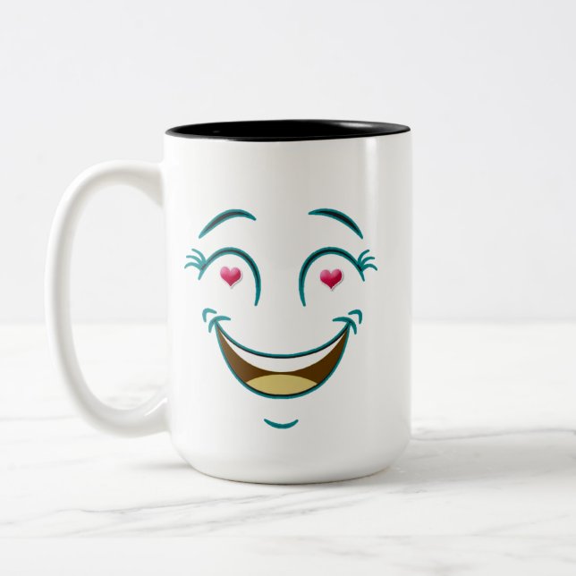 Taza Bicolor Ojos de Corazón Sonriendo (Izquierda)