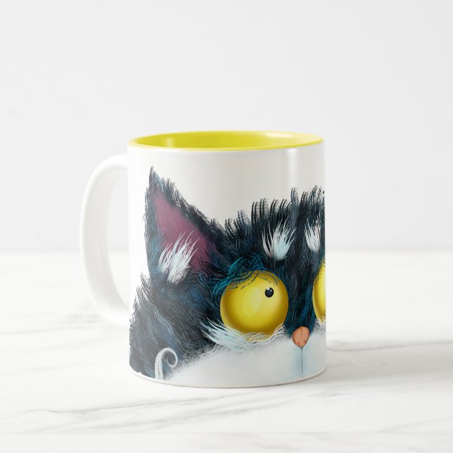 Taza Bicolor Ojos de gato mirando (Anverso izquierdo)