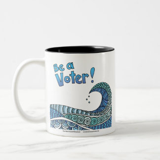 Taza Bicolor Ola Azul - Sé un mugre votante
