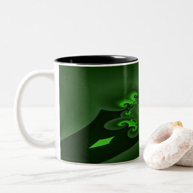 Taza Bicolor Ola Verde Oscura Y Espiral Lime (Con donut)