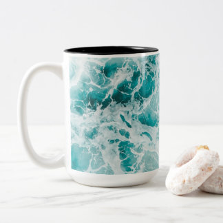 Taza Bicolor Olas Azules del Océano