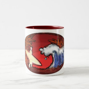 Taza Bicolor Olas de surf escenas de playa artística tazón de c