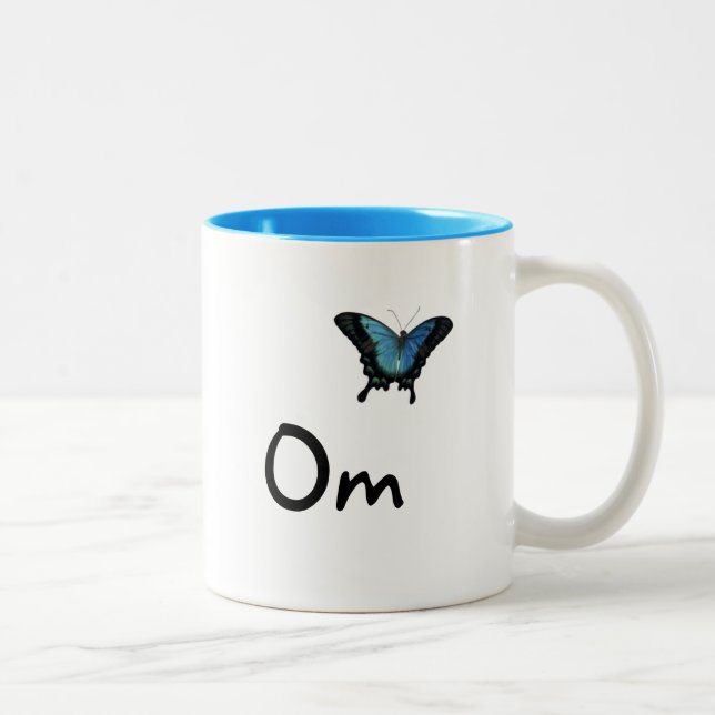 Taza Bicolor Om con mariposa- Mug (Derecha)