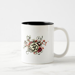 Taza Bicolor OM floral budista