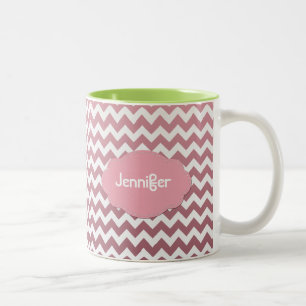 Taza Bicolor Ombre Chevron - añada un nombre - escoja un color