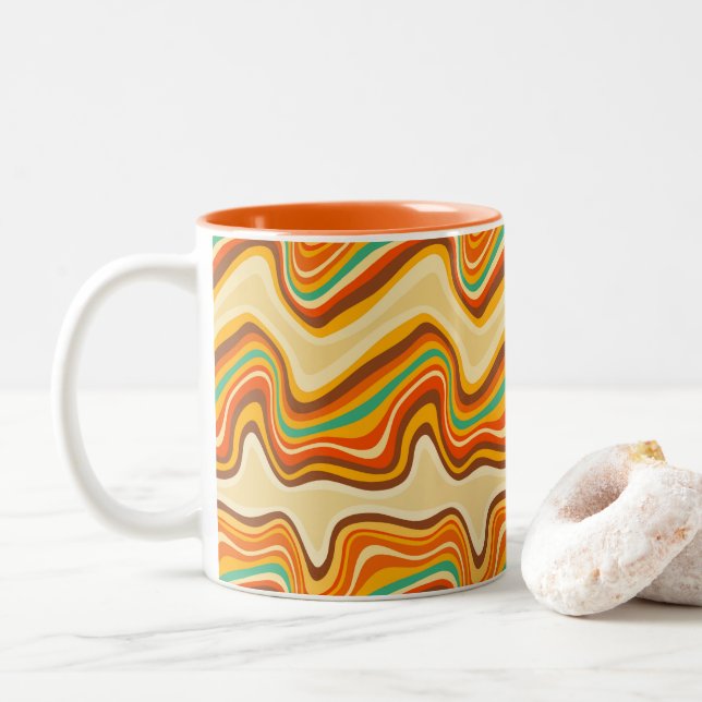 Taza Bicolor onda retro caliente (Con donut)