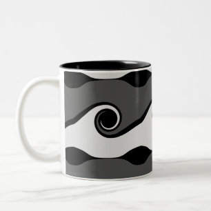 Taza Bicolor Ondas abstractas en blanco y negro