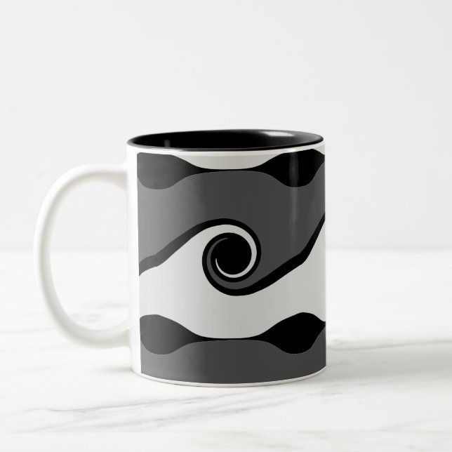 Taza Bicolor Ondas abstractas en blanco y negro (Izquierda)