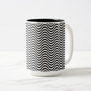 Taza Bicolor Ondas negras y blancas