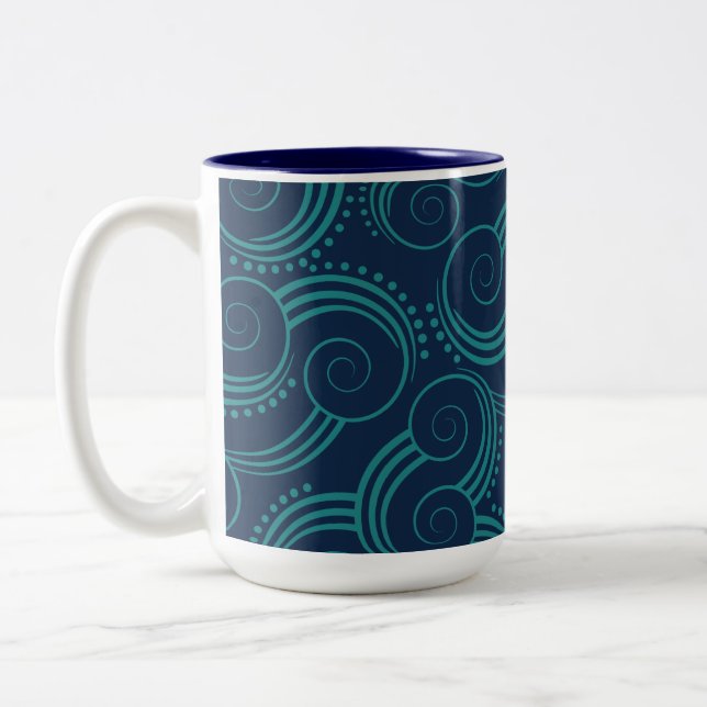 Taza Bicolor Ondas oceánicas de Swirly (Izquierda)