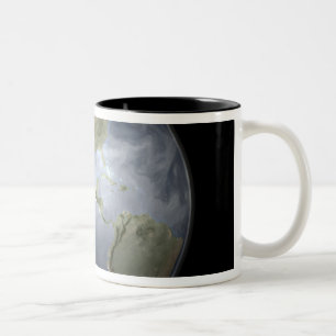 Taza Bicolor Opinión completa de la tierra que muestra el vapo