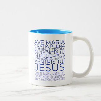 Taza Bicolor Oración de Masas Latinas Católicas de Hail Mary Av