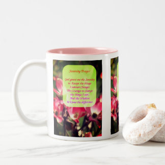 Taza Bicolor Oración de Serenidad Flores de Dogwood Inspiradora