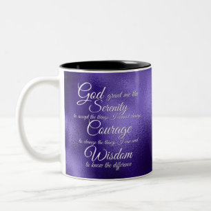 Taza Bicolor Oración por la serenidad en blanco sobre violeta