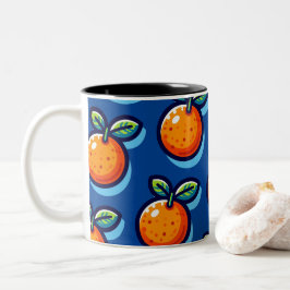 Taza Bicolor Orange design repeat pattern Coffee Mug