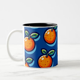 Taza Bicolor Orange design repeat pattern Coffee Mug
