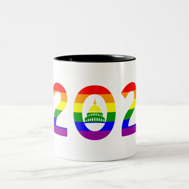 Taza Bicolor Orgullo arcoiris de Washington D.C. (Centro)
