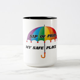TAZA BICOLOR ORGULLO ARCOÍRIS MI LUGAR SEGURO LGBTQ 15 OZ.