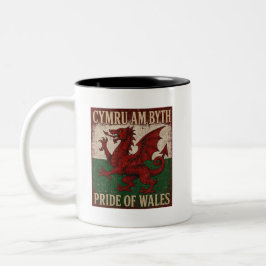 Taza Bicolor Orgullo de Gales Cymru Am Byth