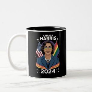 Taza Bicolor Orgullo Gay Kamala Harris 2024 Vicepresidenta LGBT
