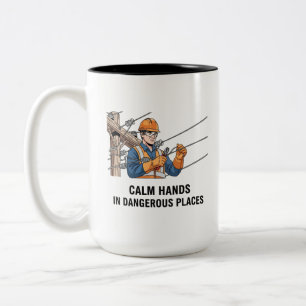 Taza Bicolor Orgullo Profesional de Trabajador de Línea de Ener