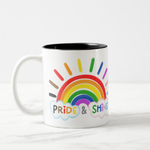 Taza Bicolor Orgullo y brillo LGBTQ+ Rainbow Sunrise Feliz
