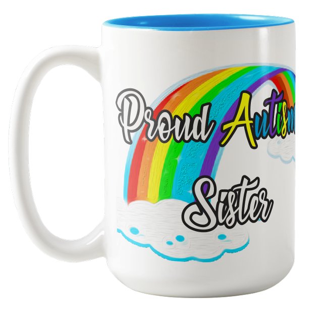 Taza Bicolor Orgullosa hermana con autismo (Proud Autism Sister Two-Tone Coffee Mug)